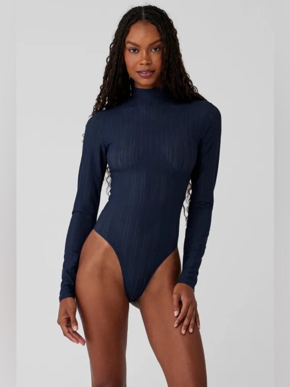 Alo Yoga Euphoria Long Sleeve Bodysuit Size Small Navy